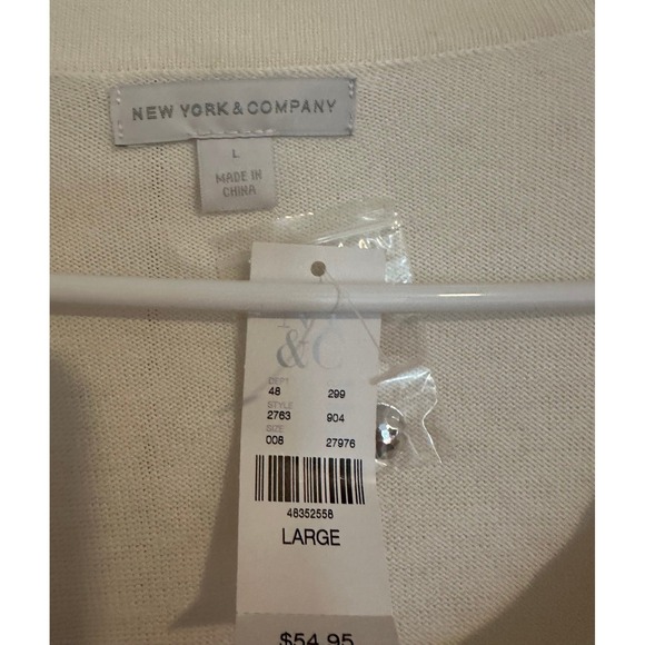New/tags white cardigan New York & company long sleeve sweater size large - Picture 3 of 4